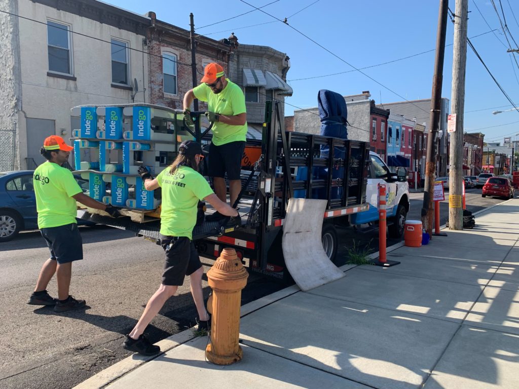 The Indego team installing 10th & Nevada